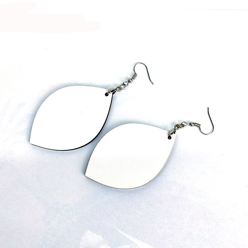 Pair of Leaf Shape 2-Sided MDF Sublimation Earrings with Hanging